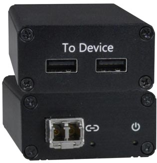 2-Port USB 3.0 Extender via Two LC 50-Micron OM3 (and above) Multimode Fiber Optic Cables up to 1,148 Feet - No Drivers Required
