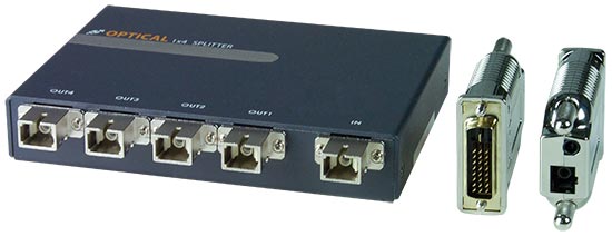 DVI Splitter/Extender via Multimode Fiber Optic Cable up to 3,280 Feet, Transmitter, 1 DVI-D for Source, 1 SC Fiber